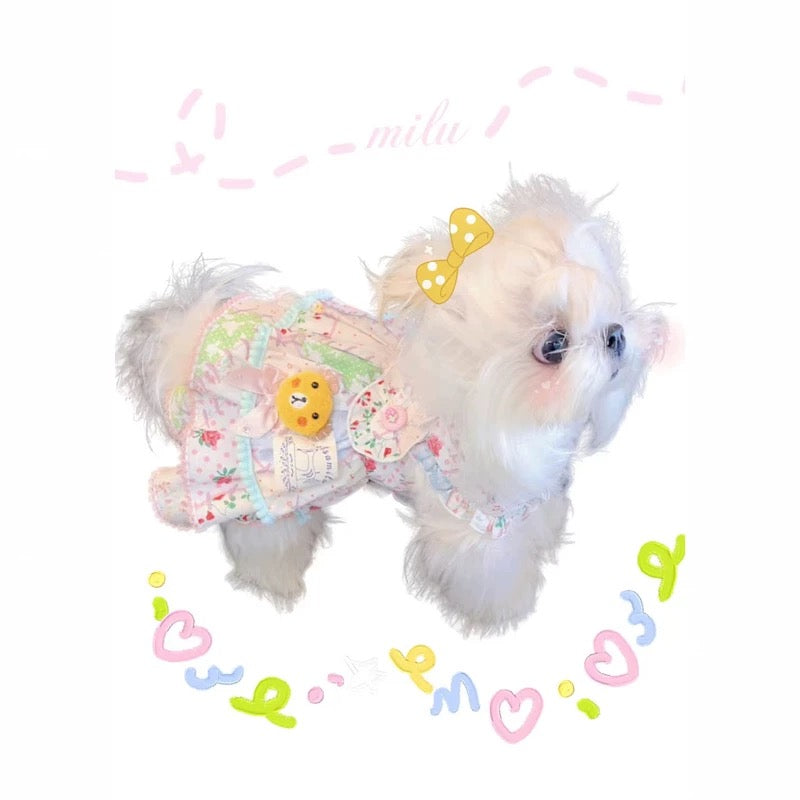 Elsamilu Patchwork Bear Candy Pet Dress β Cute Outfit for Small Dogs & Cats