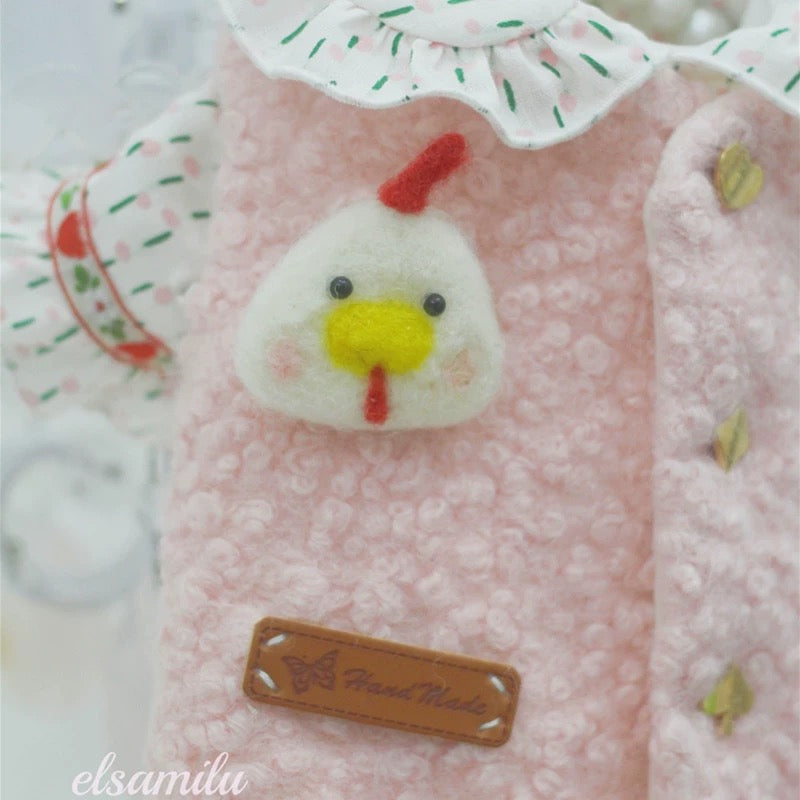 Elsamilu Cozy Chick Pink Pet Vest & Ruffle Shirt Set – Cute Outfit for Small Dogs & Cats