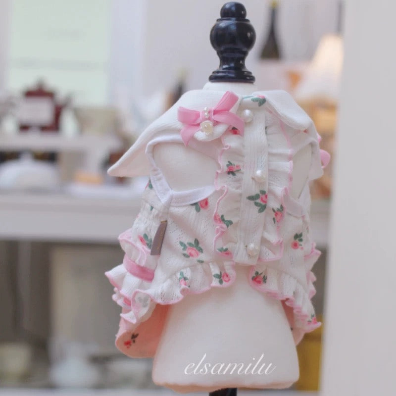 Elsamilu Twinkle Bear Pet Dress – Pink Cute Outfit for Small Dogs & Cats