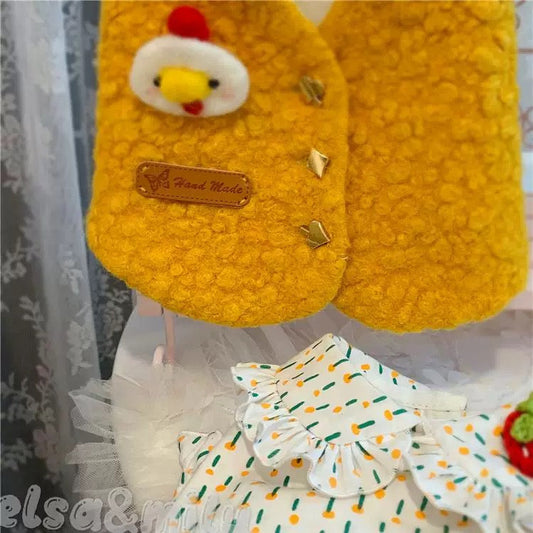 Elsamilu Cozy Chick Pet Vest & Ruffle Shirt Set – Cute Outfit for Small Dogs & Cats