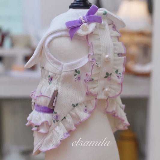 Elsamilu Twinkle Bear Pet Dress – Purple Cute Outfit for Small Dogs & Cats