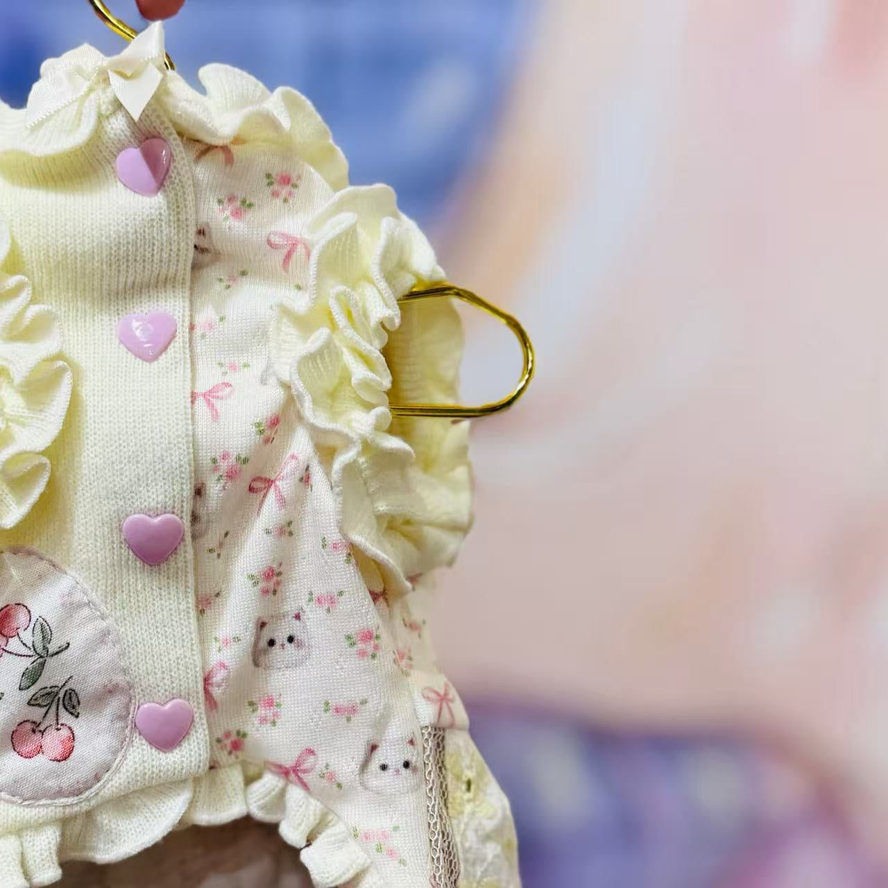 Elsamilu Patchwork Kitty Garden Pet Dress – Pink Cute Outfit for Small Dogs & Cats