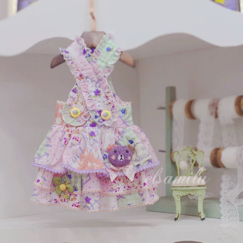 Elsamilu Patchwork Bear Candy Pet Dress β Cute Outfit for Small Dogs & Cats