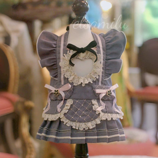 Elsamilu Sweetheart Cutout Pleated Pet Dress – Elegant Outfit for Small Dogs & Cats