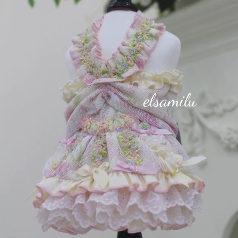 Elsamilu Fairy Tale Pet Dress – Elegant Princess Outfit for Small Dogs & Cats