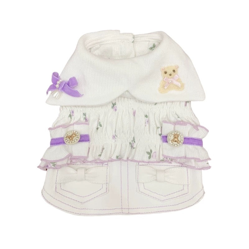 Elsamilu Twinkle Bear Pet Dress – Purple Cute Outfit for Small Dogs & Cats