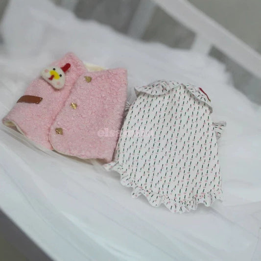 Elsamilu Cozy Chick Pink Pet Vest & Ruffle Shirt Set – Cute Outfit for Small Dogs & Cats