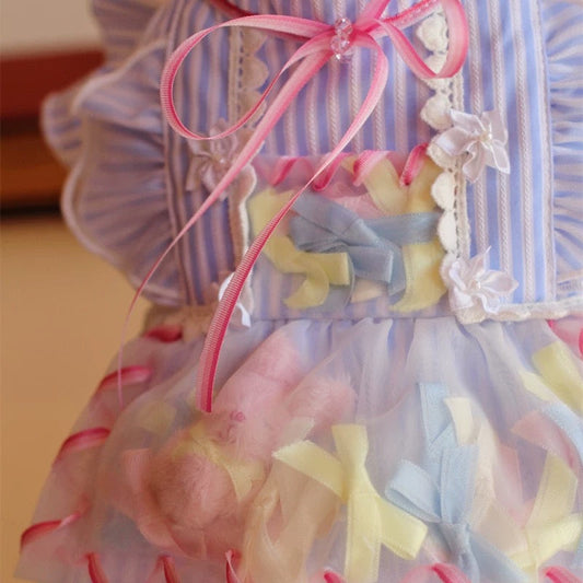 Elsamilu Dreamy Blue Pet Dress – Elegant Princess Lace Outfit for Small Dogs & Cats