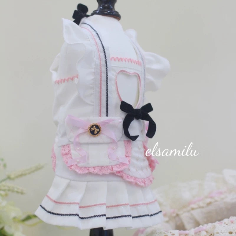 Elsamilu Sweetheart Cutout Pleated Pet Dress β White Elegant Outfit for Small Dogs & Cats