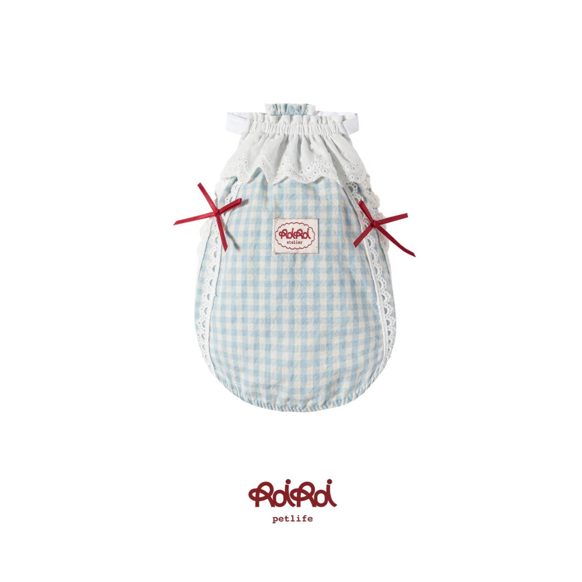 RoiRoi Red Gingham Lace Story Pet Dress