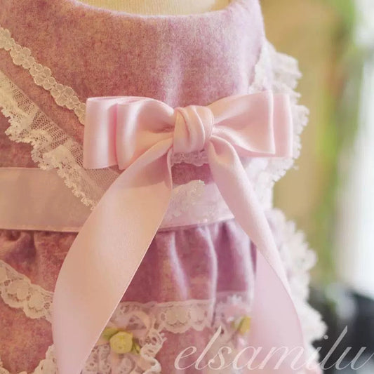 Elsamilu Romantic Purple Pet Dress – Elegant Lace Princess Outfit for Small Dogs & Cats