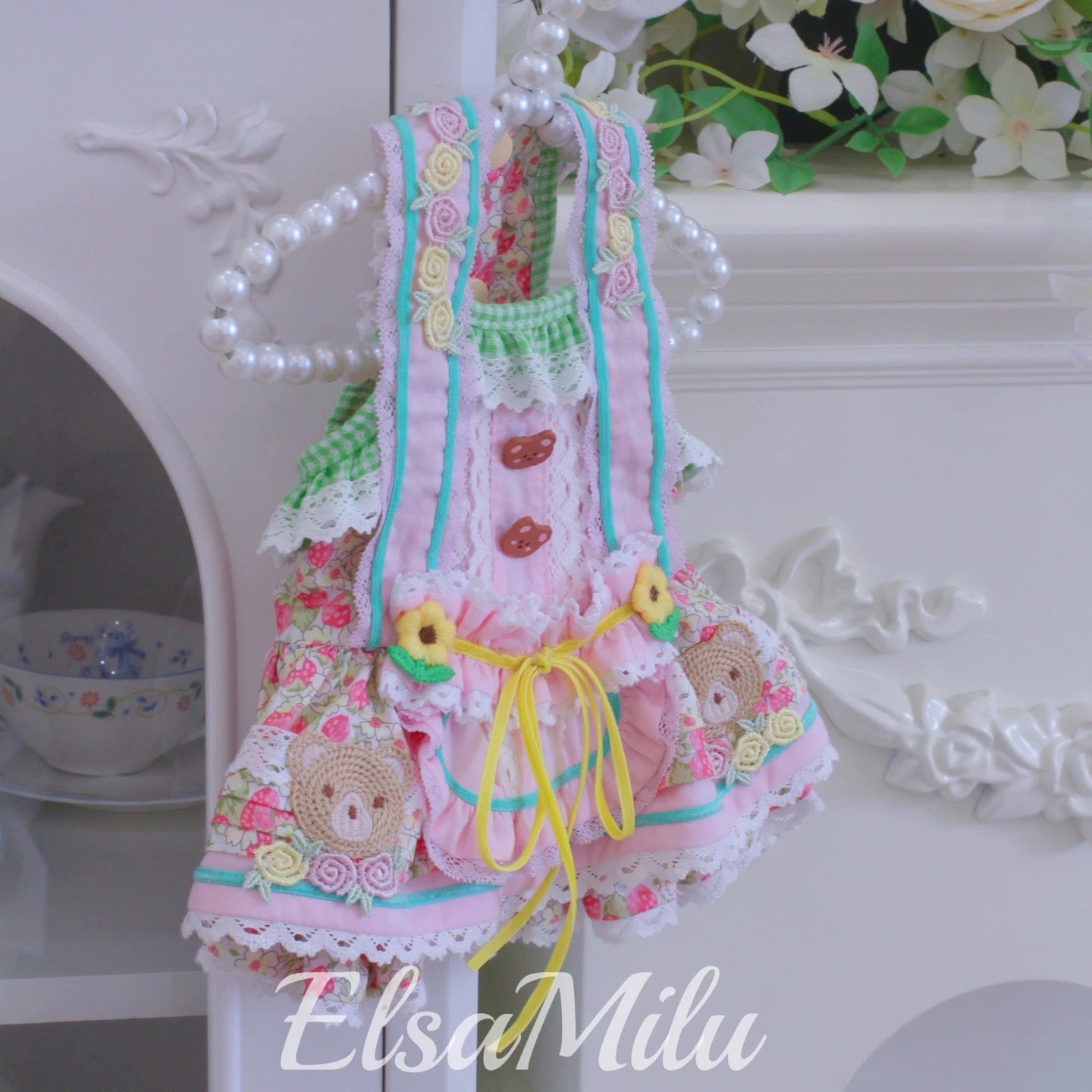 Elsamilu Fairy Forest Apron Pet Dress β Romantic One-Piece Outfit for Small Dogs & Cats