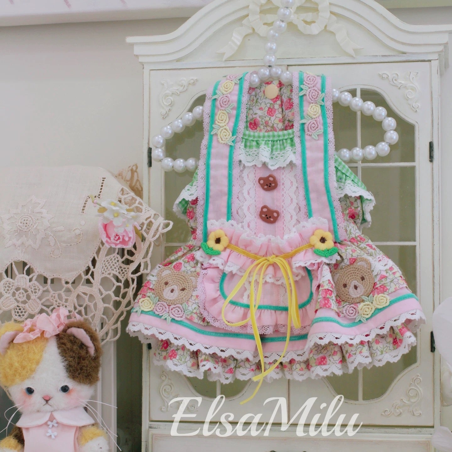 Elsamilu Fairy Forest Apron Pet Dress β Romantic One-Piece Outfit for Small Dogs & Cats