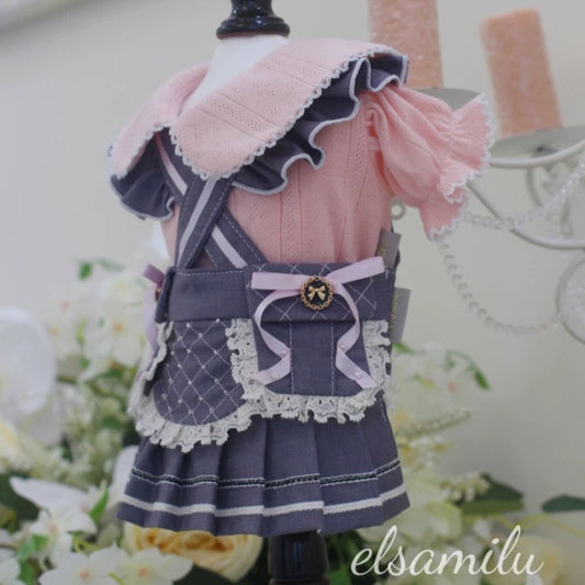Elsamilu Pleated Pet Dress with Inner Set – Elegant Outfit for Small Dogs & Cats