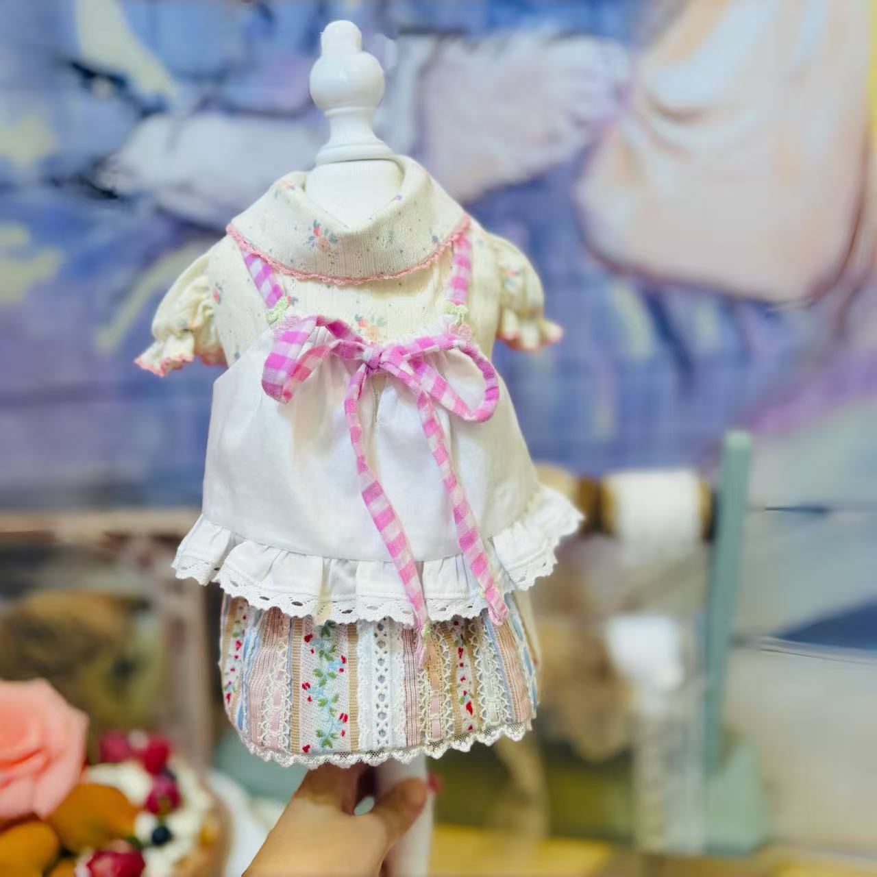 Elsamilu Gingham Ribbon Layered Pet Dress – Cute Outfit for Small Dogs & Cats