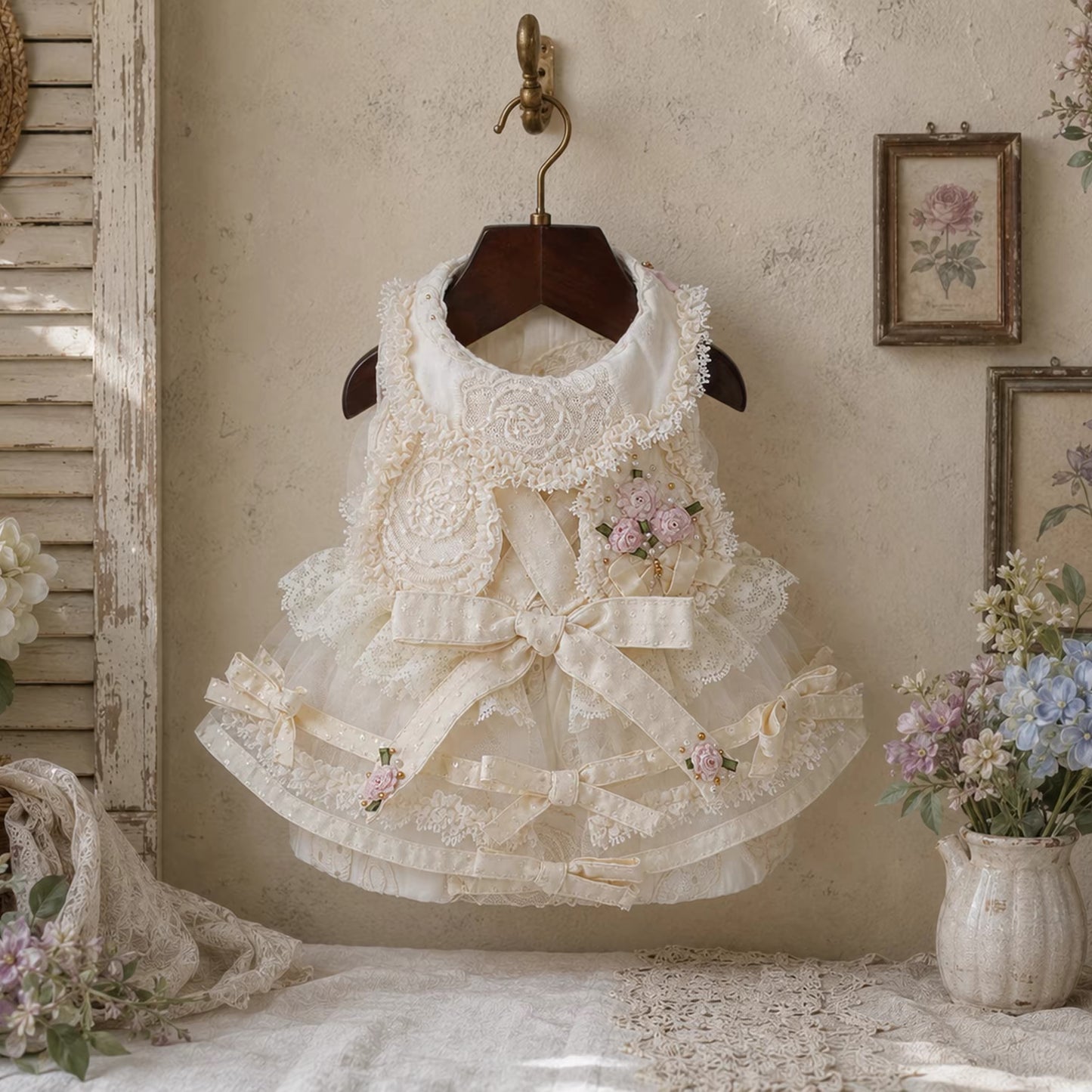 Elsamilu Rose Bouquet Lace Dress