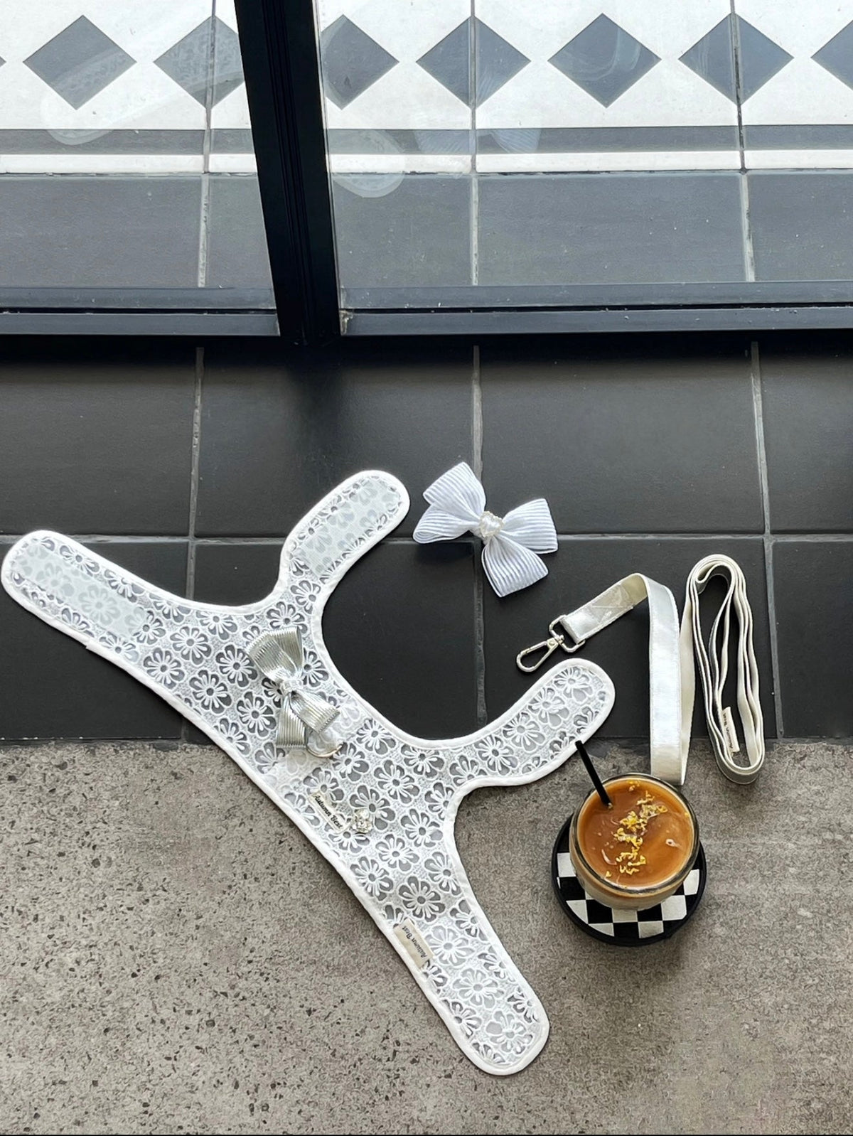 Autumn Bless デイジーレース＆ストライプリボンハーネス（取り外しリボン付き）|Daisy Lace & Stripe Ribbon Harness with Removable Bow