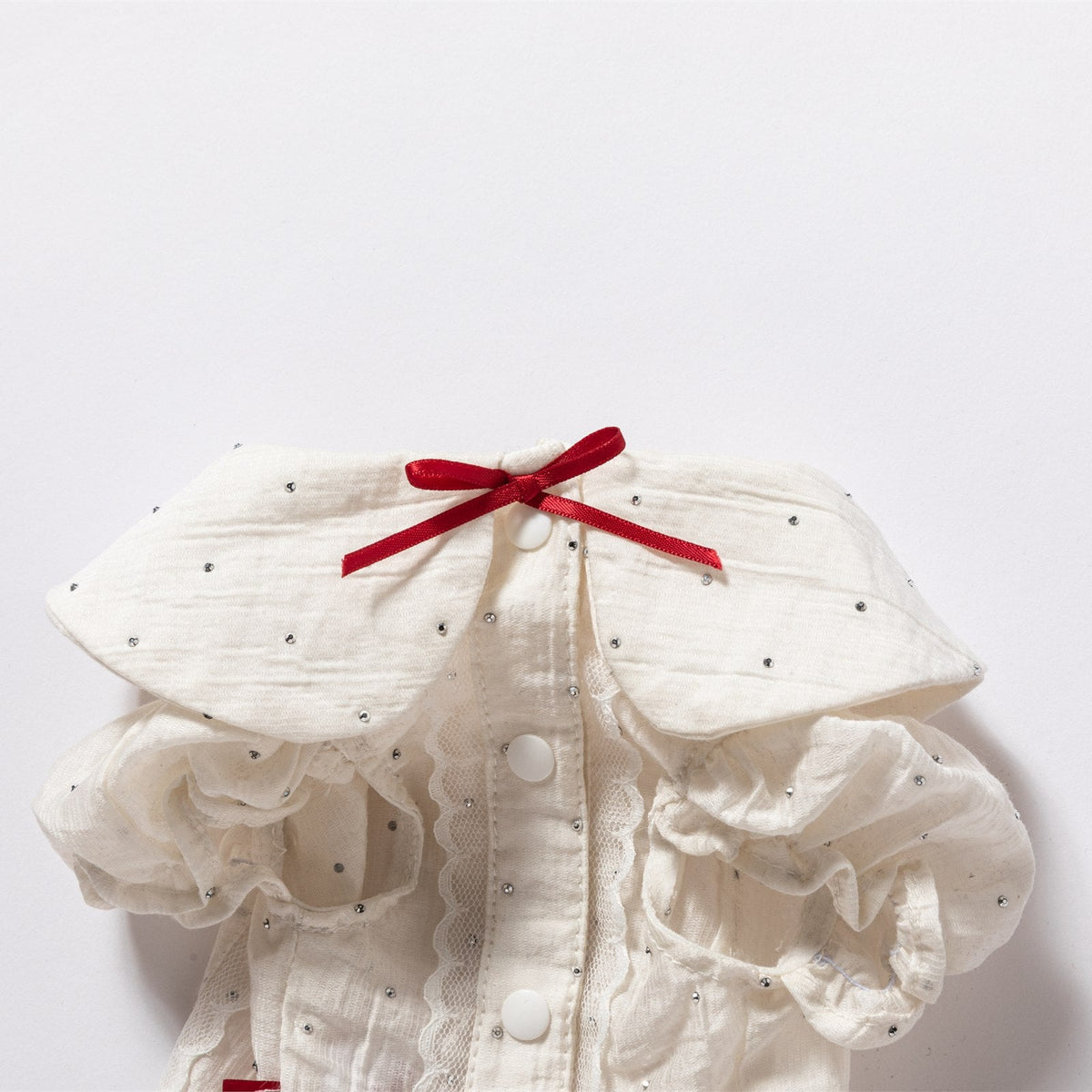 RoiRoi Red Bow Lace-Collar Academy Pet Shirt