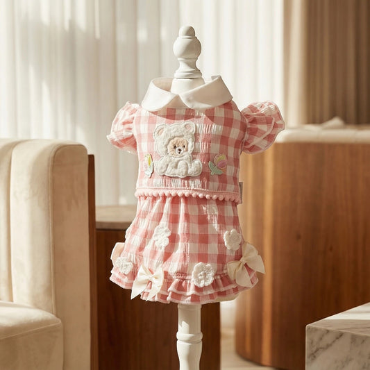 Elsamilu Sweet Bear Gingham Princess Dress