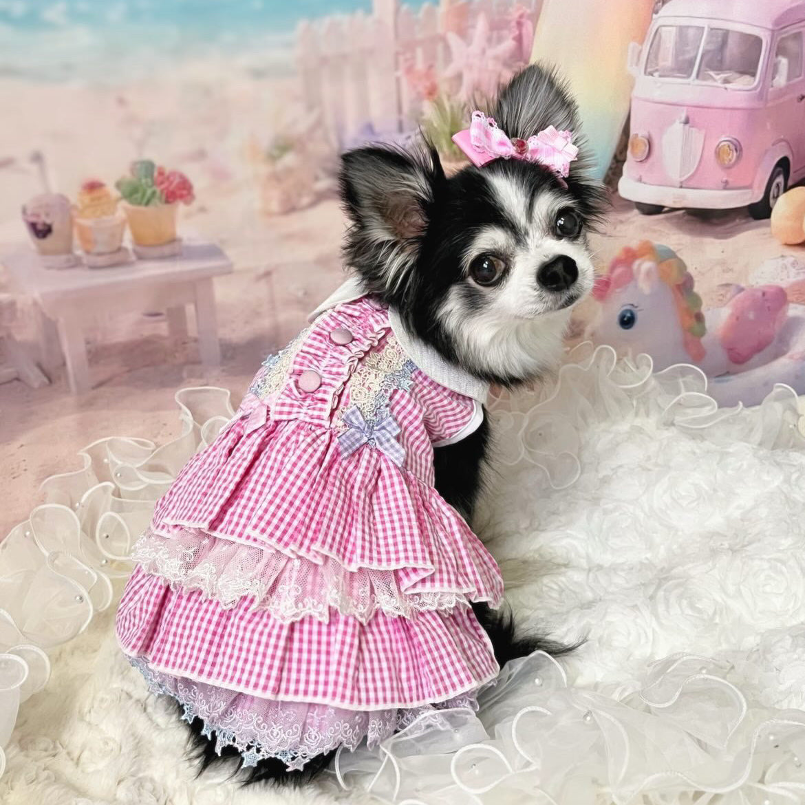 エルサミル ピンクギンガムレースプリンセスドレス