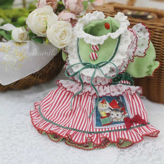 Elsamilu Christmas 3-in-1 Pet Dress – Festive Holiday Outfit for Small Dogs & Cats