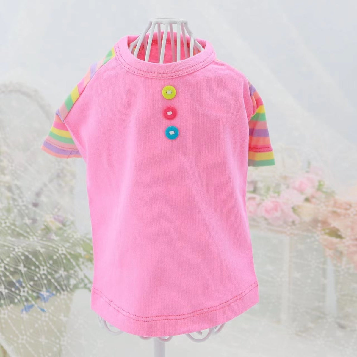 TaniWina Pet Clothing Contrast Color Rainbow Dog Shirt Pet Clothes for Small Dog