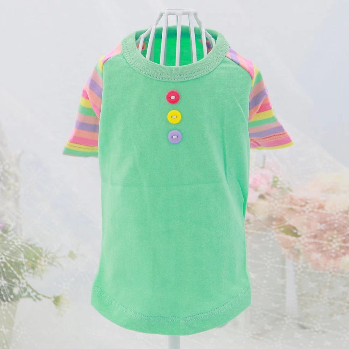 TaniWina Pet Clothing Contrast Color Rainbow Dog Shirt Pet Clothes for Small Dog