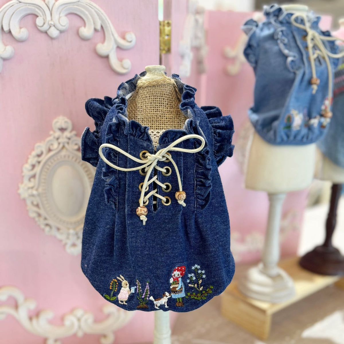 TaniWina Little Red Riding Hood Denim Blouse for Small Dog
