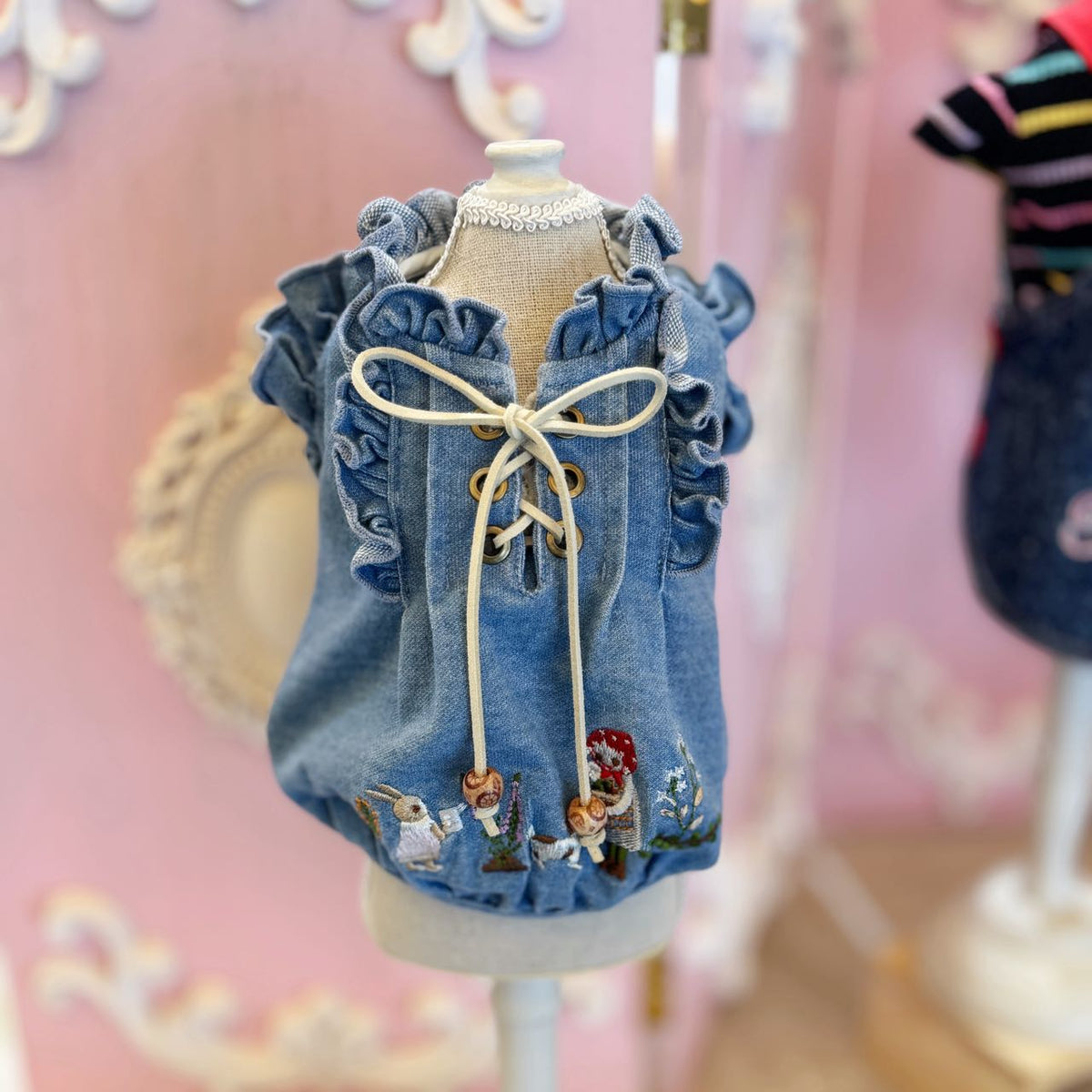 TaniWina Little Red Riding Hood Denim Blouse for Small Dog
