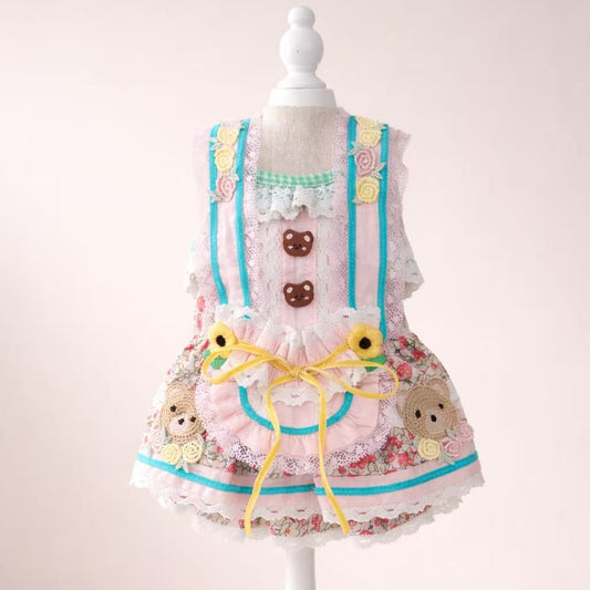 Elsamilu Fairy Forest Apron Pet Dress – Romantic One-Piece Outfit for Small Dogs & Cats
