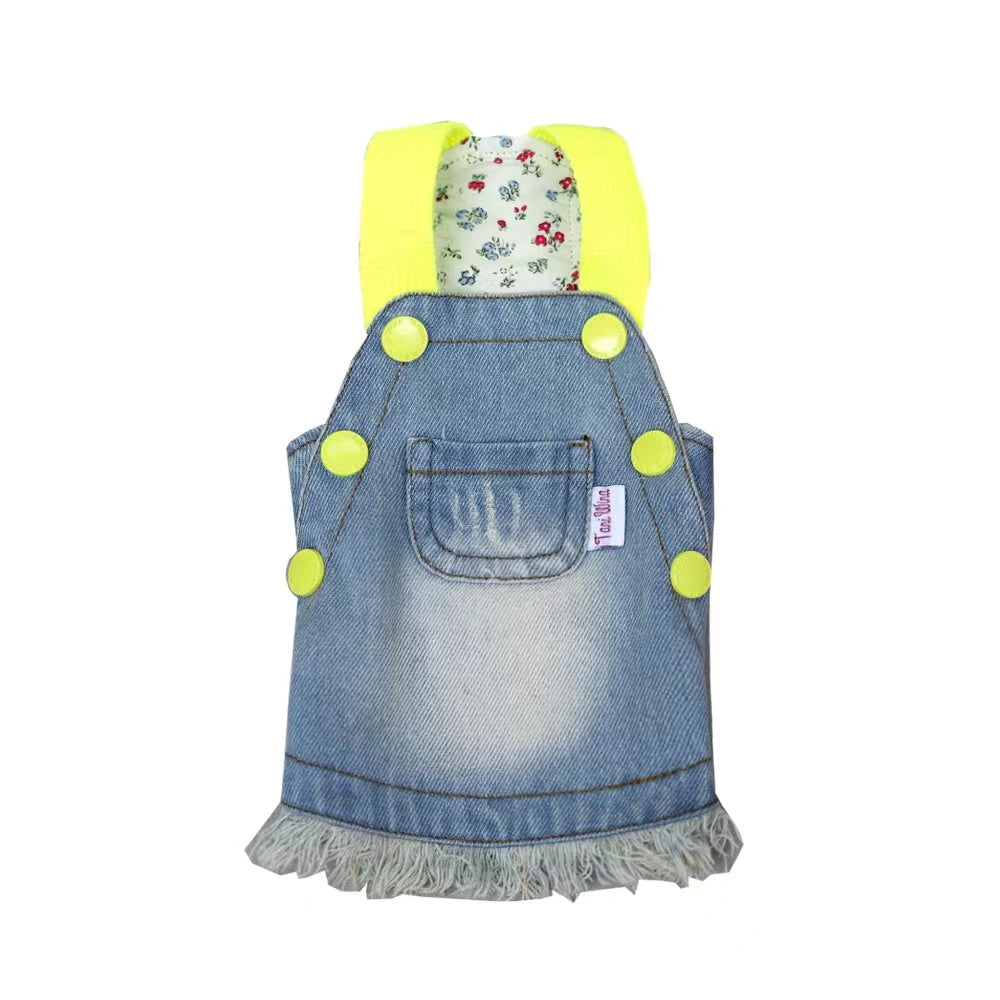 TaniWina Fluorescent Fido Denim Dress Pet Clothes for small dog