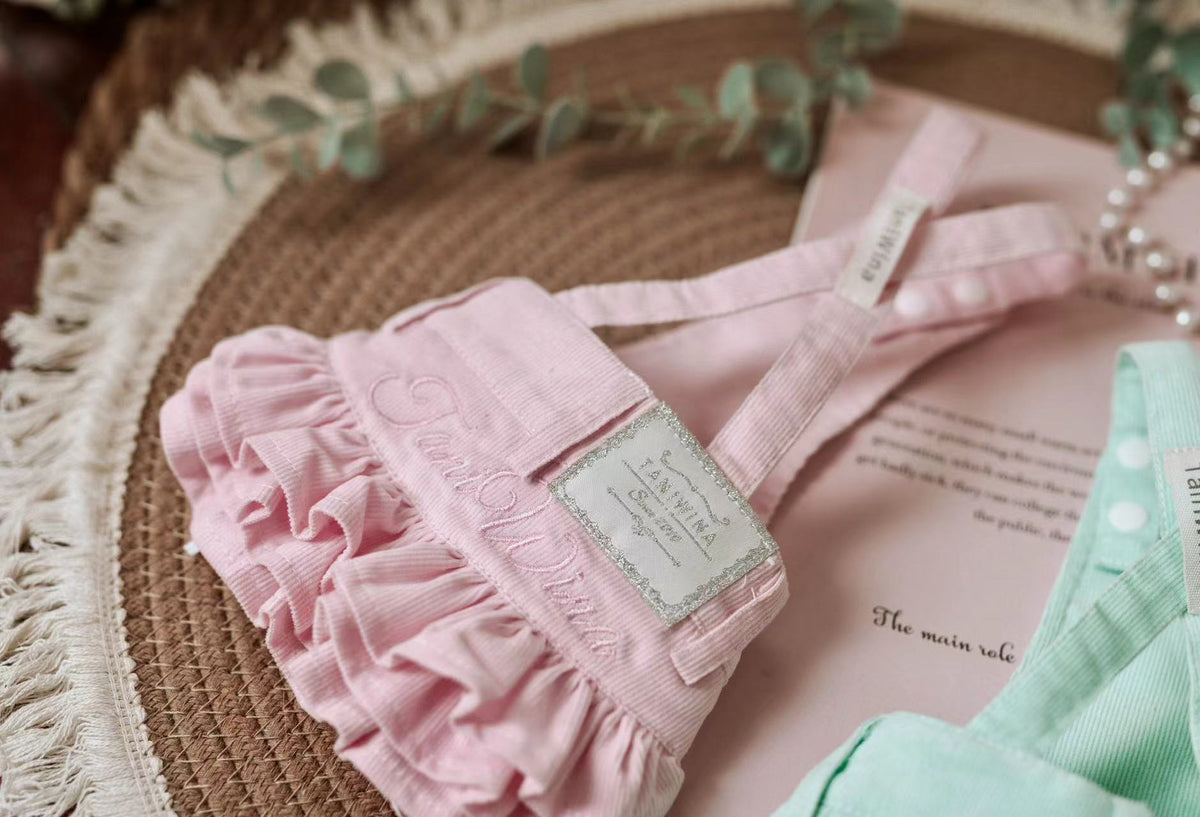 TaniWina Cute Macaron-colored Corduroy Suspender Skirt for Small Dog