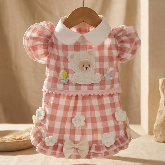 Elsamilu Sweet Bear Gingham Princess Dress