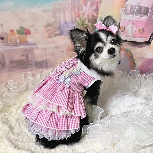 エルサミル ピンクギンガムレースプリンセスドレス