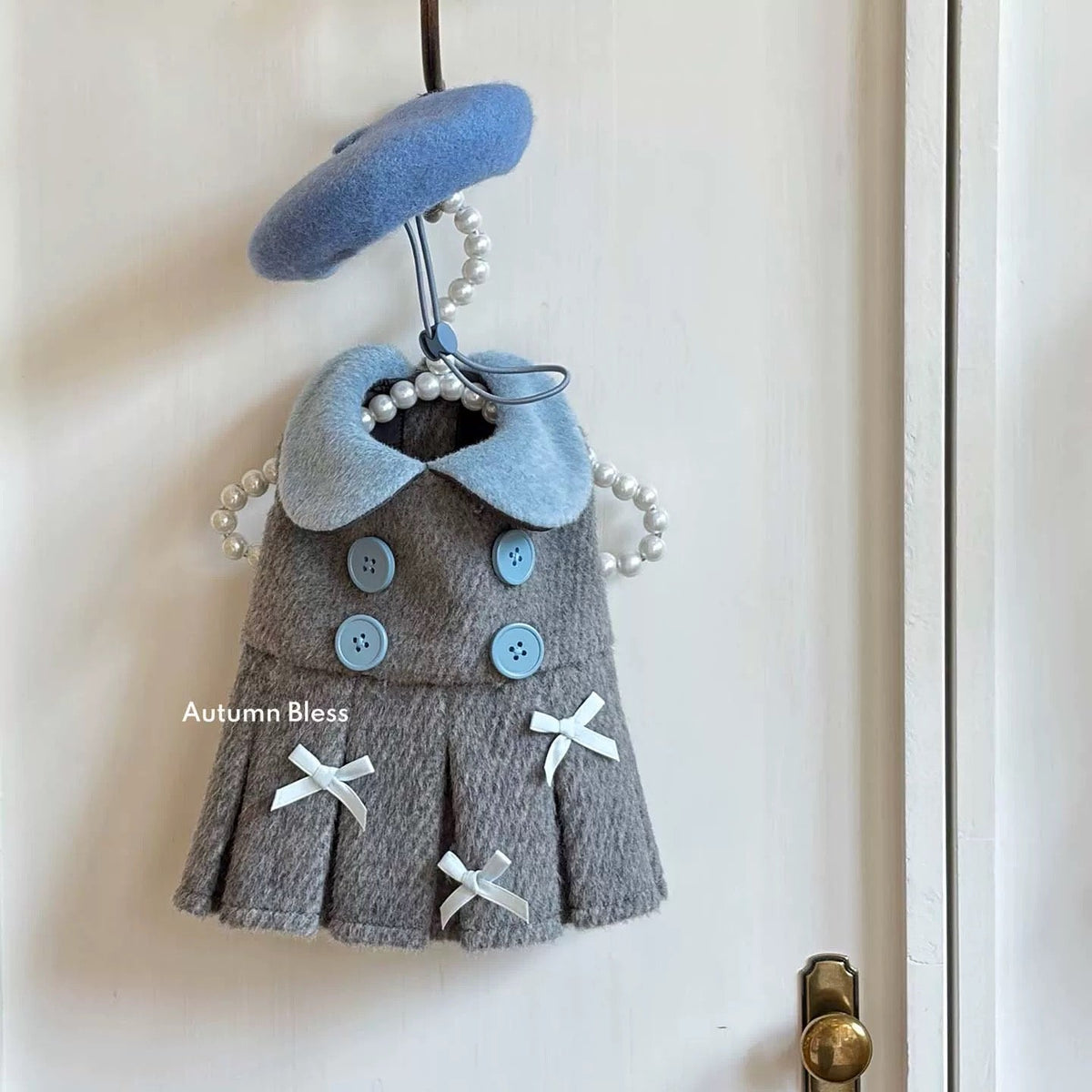 Autumn Bless フレンチウールチェックワンピース＆ベレー帽セット | French Wool Plaid Dress & Beret Set