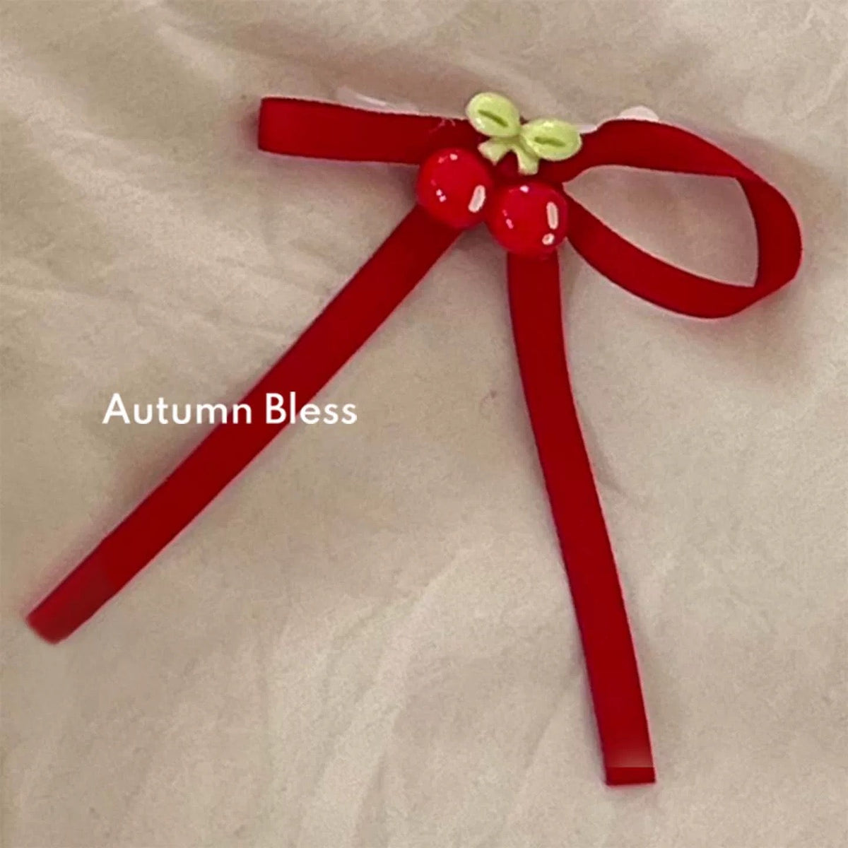 Autumn Bless チェリーリンクコーデTシャツ ＆ デニムサスペンダースカート（ヘアアクセ・バンダナ付き）| Cherry Matching T-Shirt & Denim Suspender Skirt (with Hair Clip or Bandana)| Cherry T-Shirt & Denim Suspender Skirt (Family Matching Outfit)