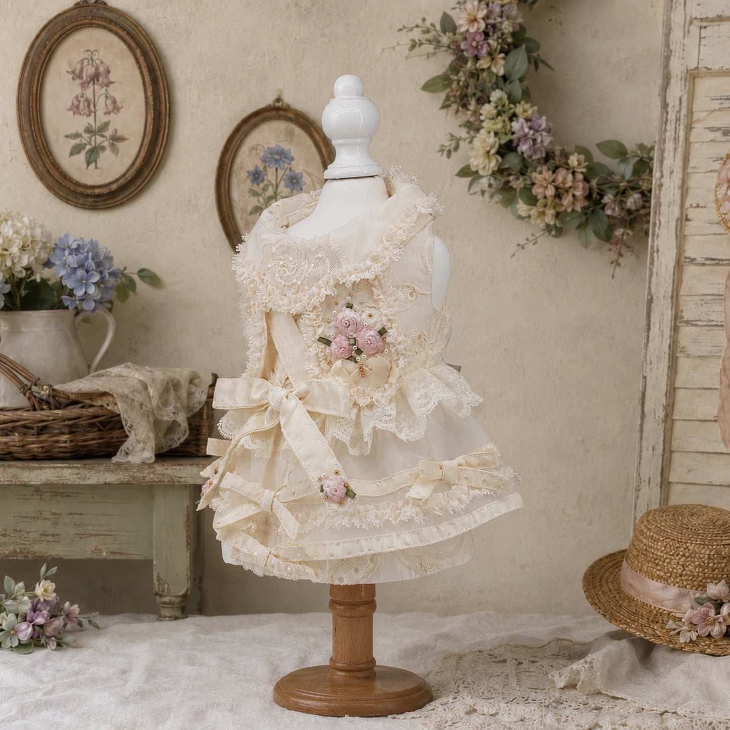 Elsamilu Rose Bouquet Lace Dress