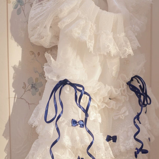 Elsamilu Lace Blossom Ruffle Pet Dress – Elegant Floral Outfit for Small Dogs & Cats