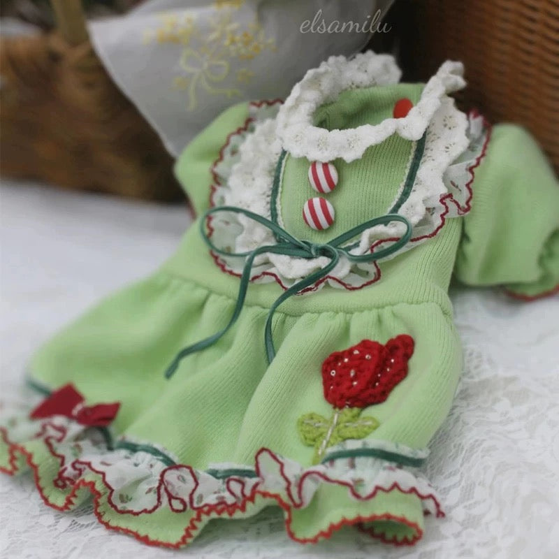 Elsamilu Christmas 3-in-1 Pet Dress – Festive Holiday Outfit for Small Dogs & Cats