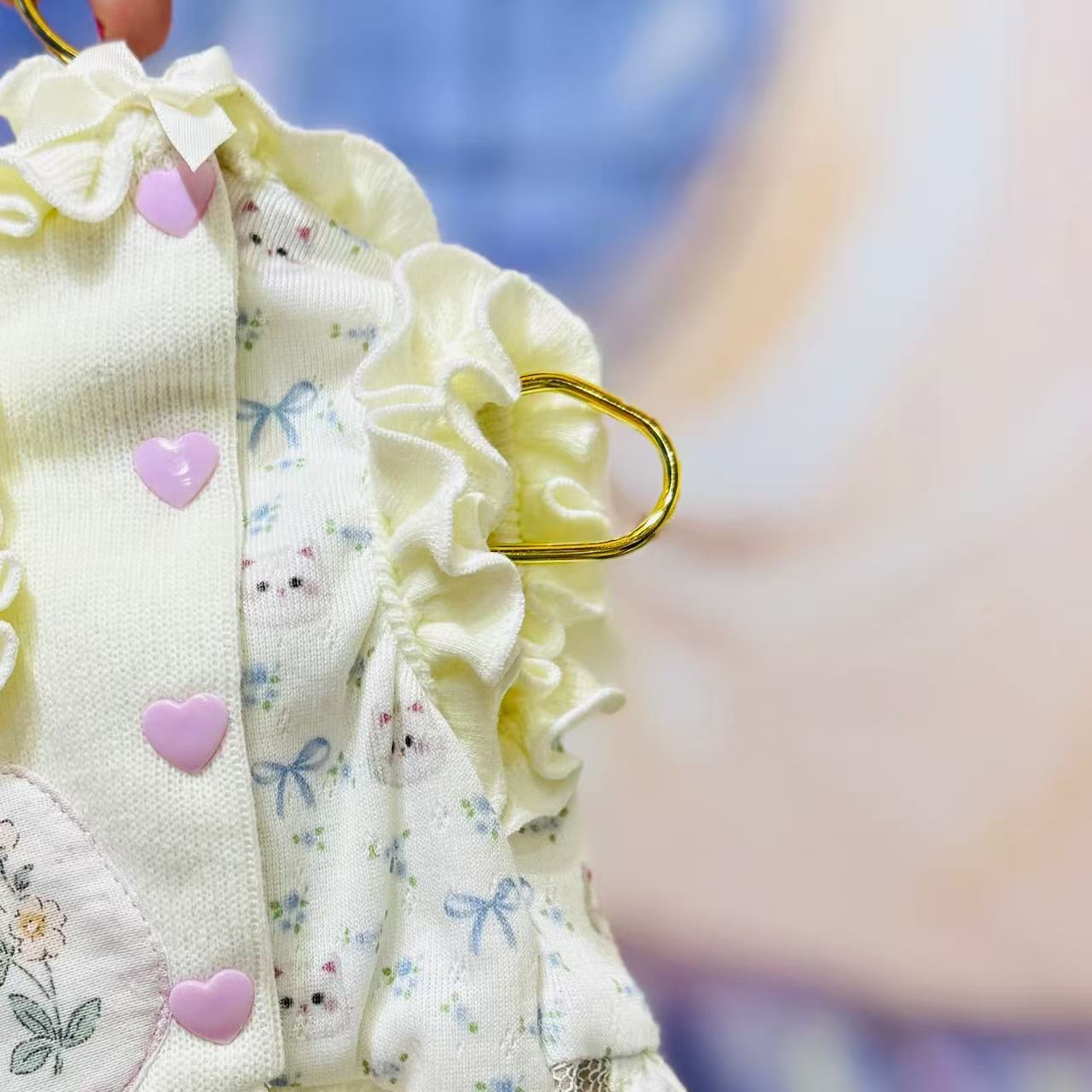 Elsamilu Patchwork Kitty Garden Pet Dress – Blue Cute Outfit for Small Dogs & Cats