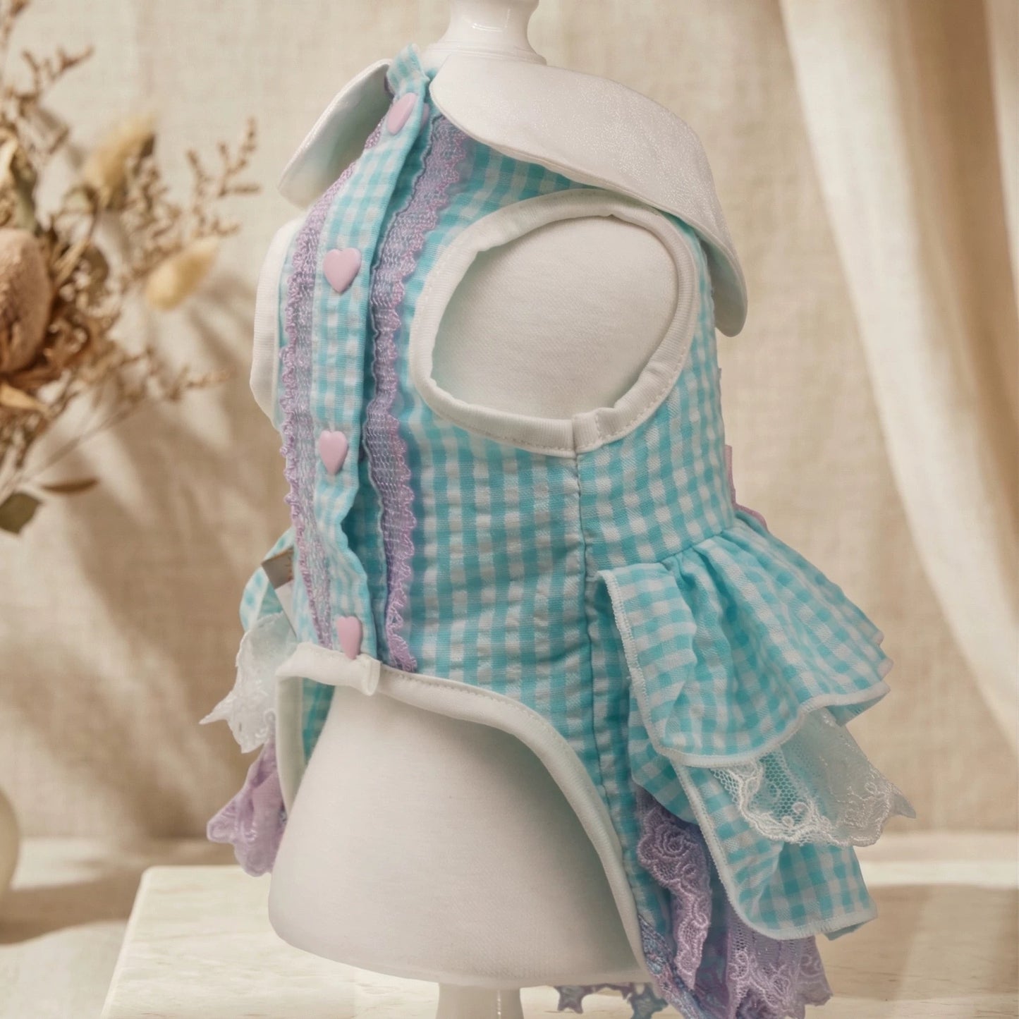 Elsamilu Blue Gingham Lace Princess Dress