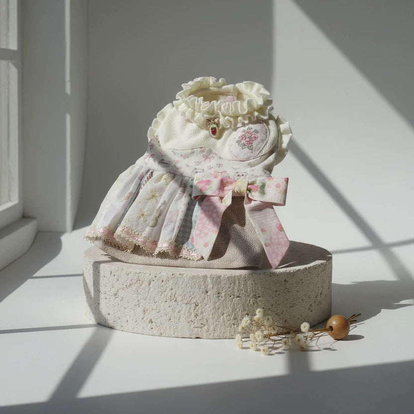 Elsamilu Patchwork Kitty Garden Dress-Baby Pink