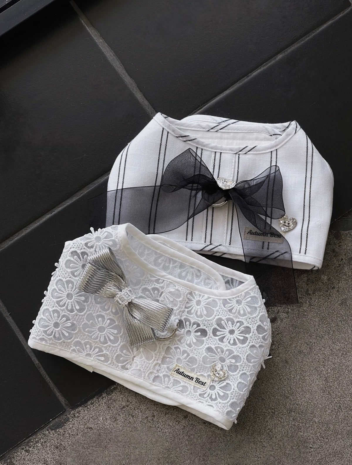 Autumn Bless デイジーレース＆ストライプリボンハーネス（取り外しリボン付き）|Daisy Lace & Stripe Ribbon Harness with Removable Bow