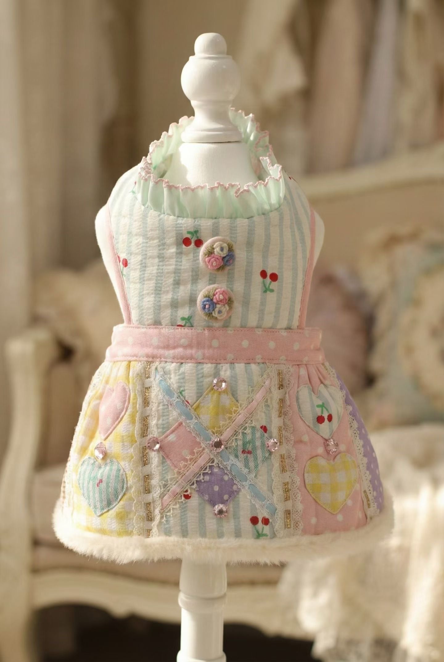 엘사밀루 동화 속 공주님 털 칼라 애완동물 드레스 - 소형견 및 고양이를 위한 우아한 겨울 의상 