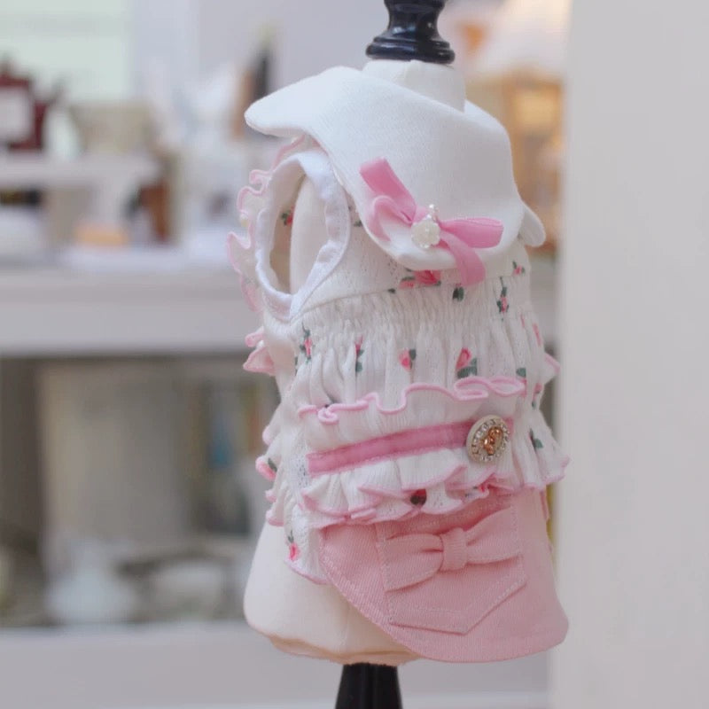 Elsamilu Twinkle Bear Pet Dress – Pink Cute Outfit for Small Dogs & Cats