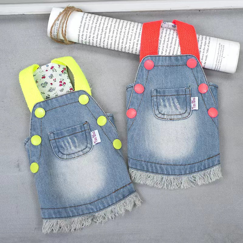 TaniWina Fluorescent Fido Denim Dress Pet Clothes for small dog