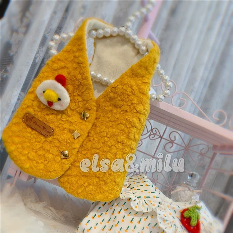 Elsamilu Cozy Chick Pet Vest & Ruffle Shirt Set – Cute Outfit for Small Dogs & Cats
