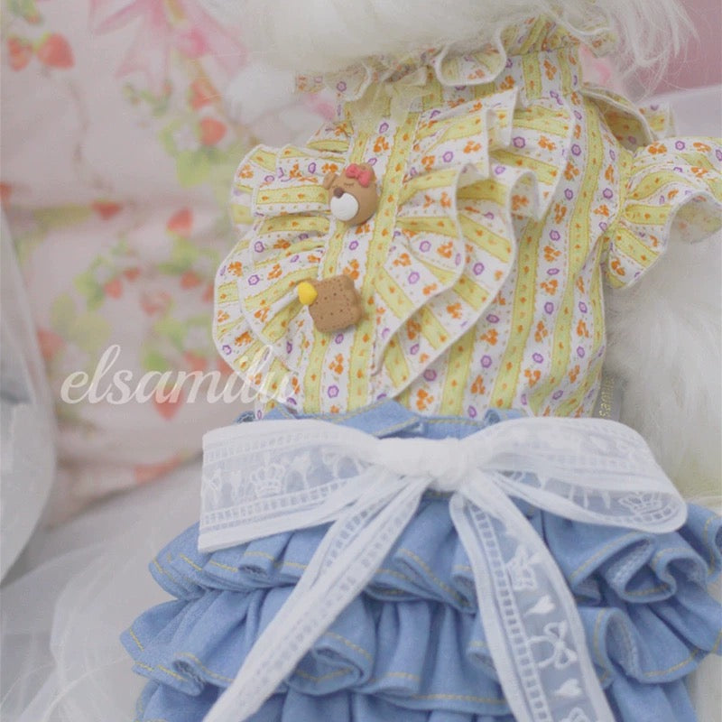 Elsamilu Sunny Garden Floral Docking Dress for Small Dogs & Cats