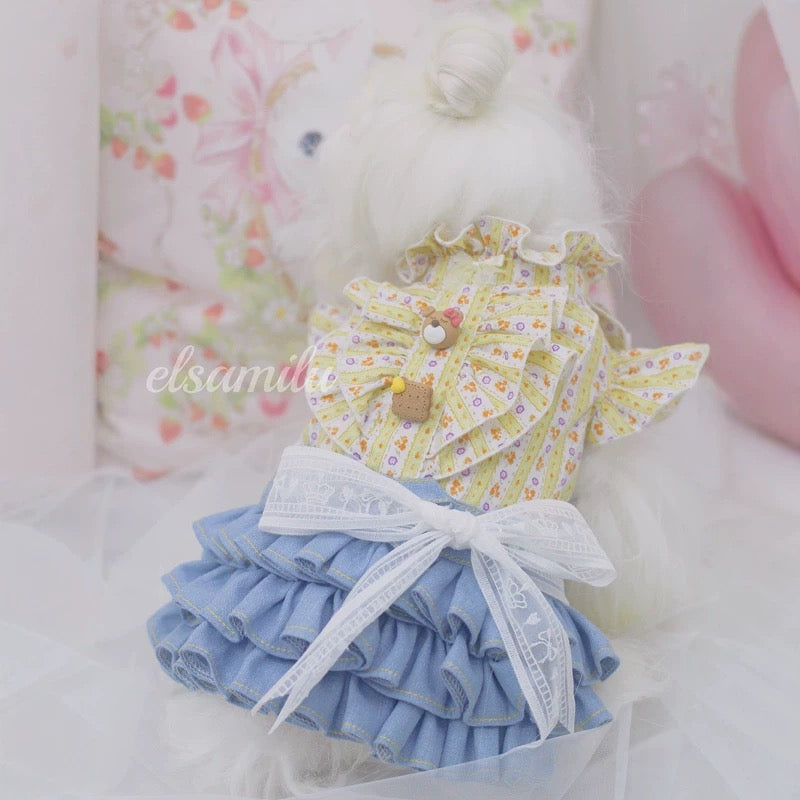 Elsamilu Sunny Garden Floral Docking Dress for Small Dogs & Cats