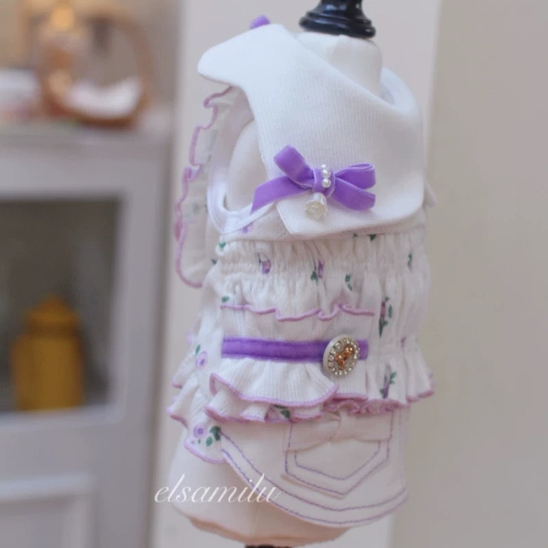 Elsamilu Twinkle Bear Pet Dress – Purple Cute Outfit for Small Dogs & Cats